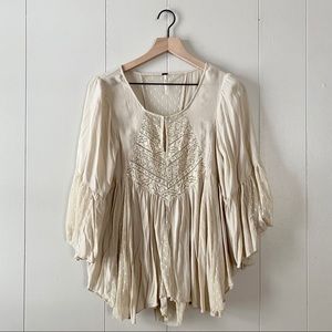 Free People Lace and Polka Dot Detailing Blouse
